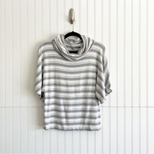 Lou & Grey Striped Short Sleeve Mock Neck Top